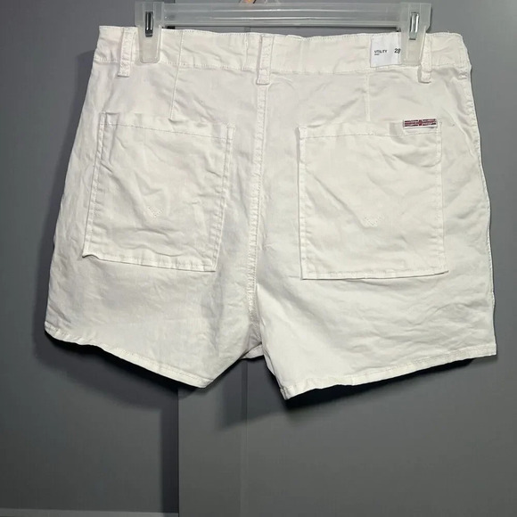 Hudson Flat Front Zip Utility Stretchy Shorts White Size 28 - Picture 3 of 7